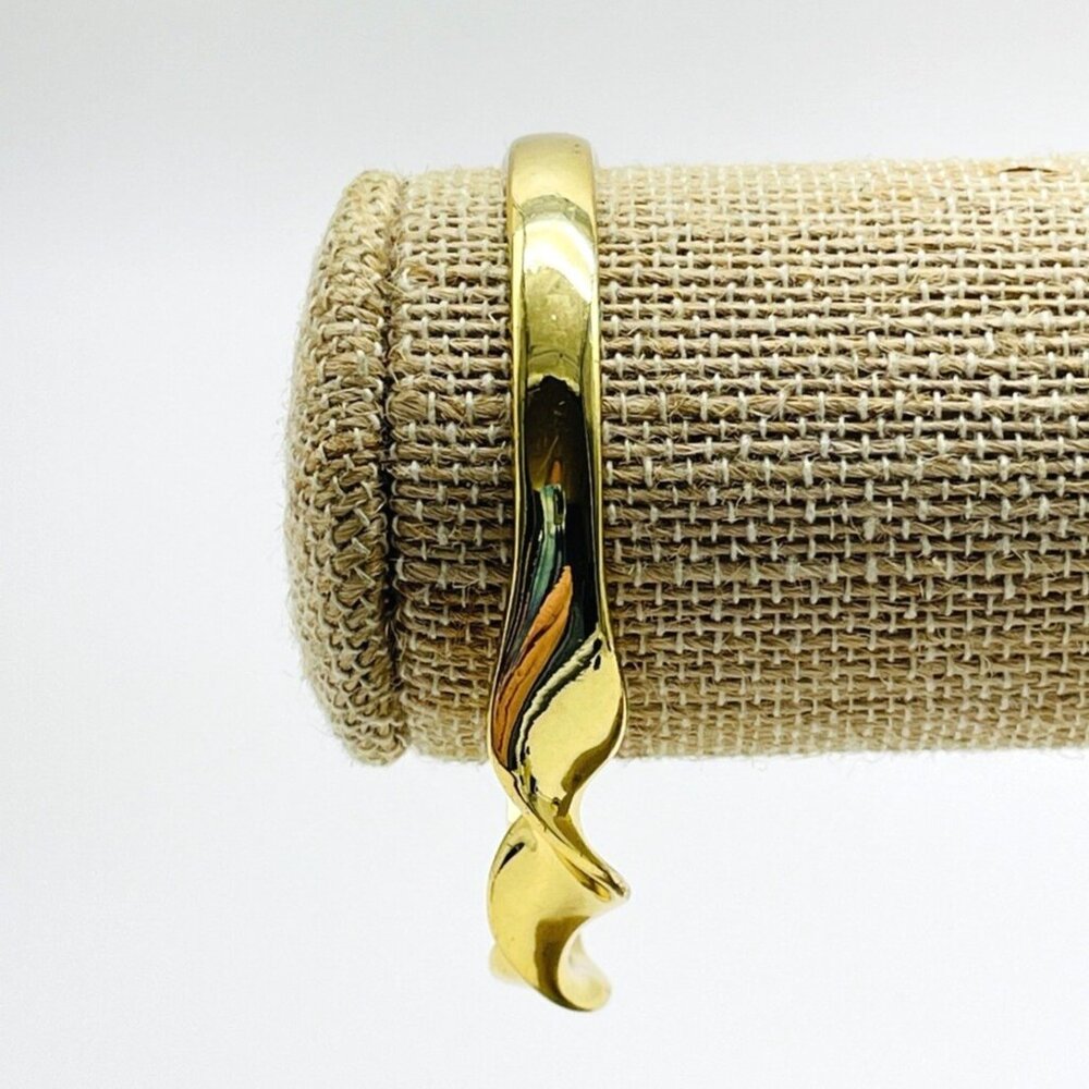 Ann Taylor Signed Gold Tone Cuff Bracelet Wave Design Modern